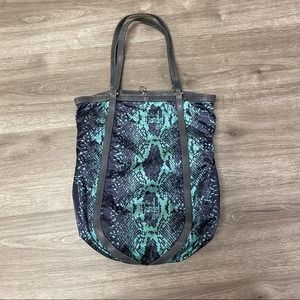 Henri Bendel Nylon Tote Bag in Snakeskin Blue